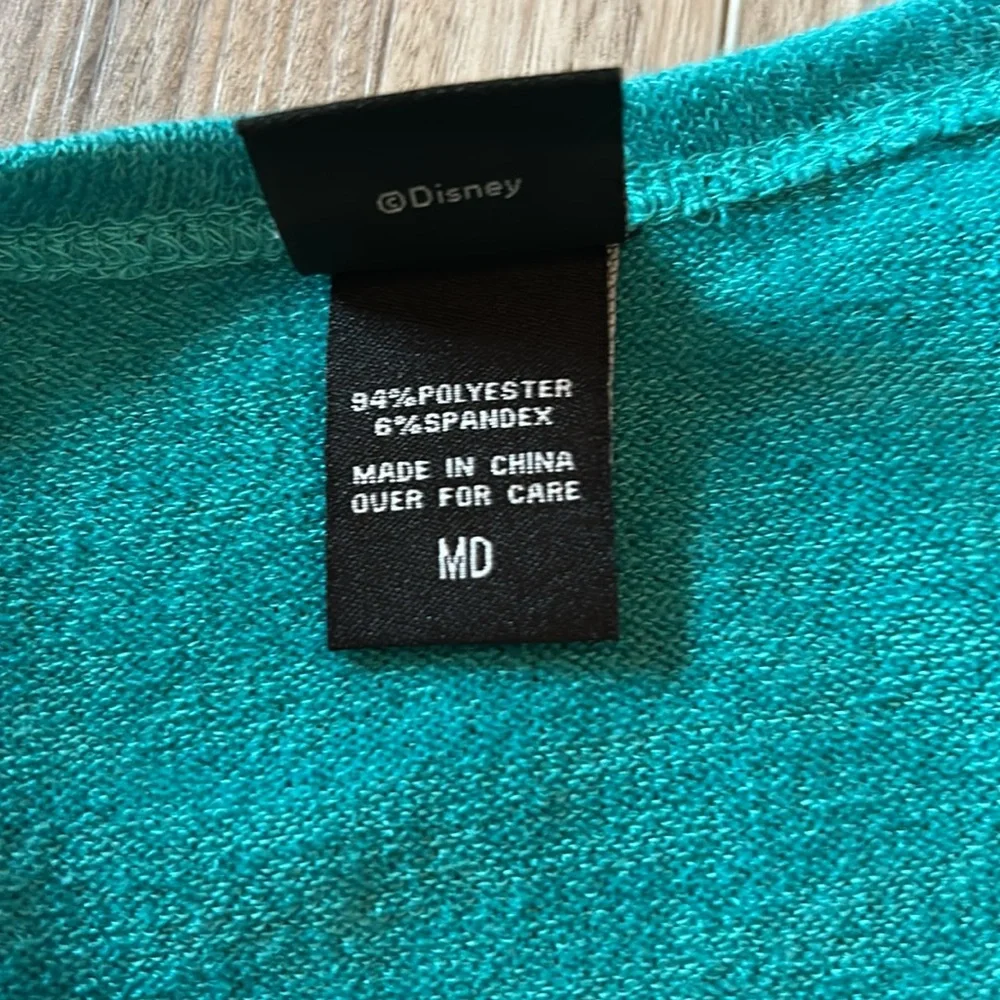 Disney’s Alladin Teal Open Front Cardigan with Black Print - Picture 4 of 4